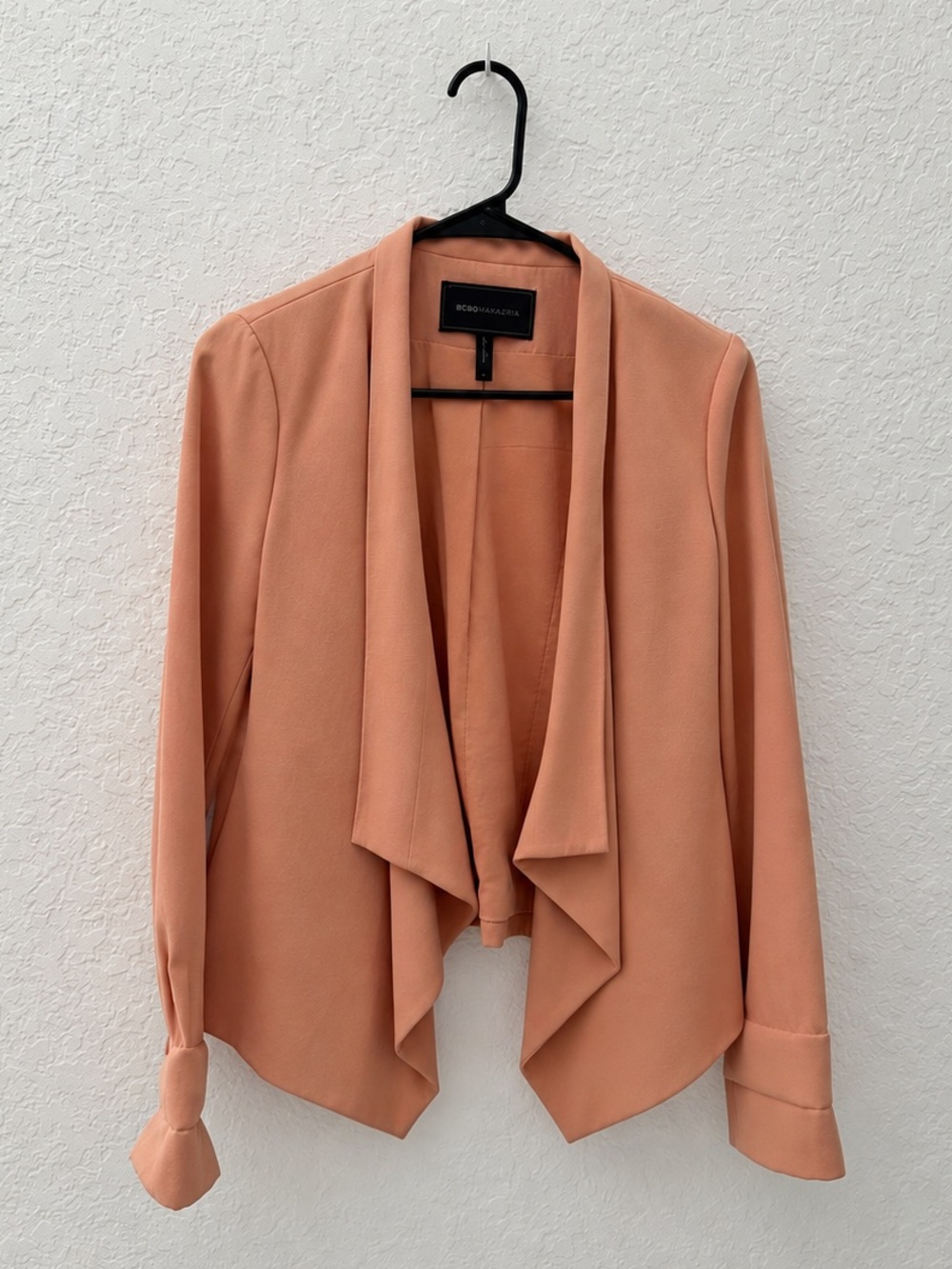 BCBG Max Azria Peach Open-Front Draped Blazer XS